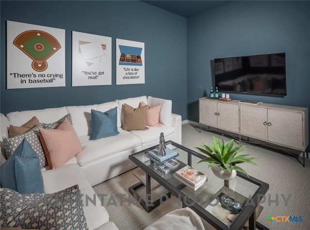 living room featuring carpet flooring