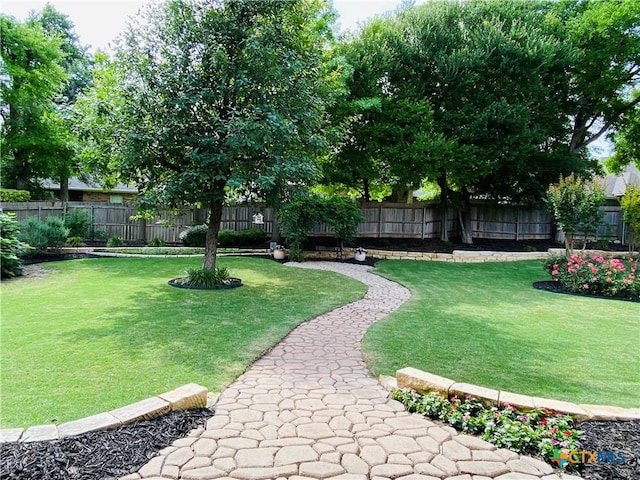 view of yard featuring a fenced backyard