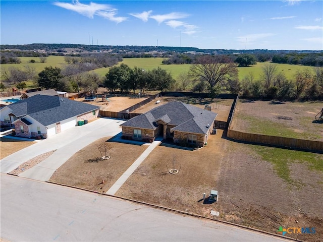 bird's eye view featuring a rural view