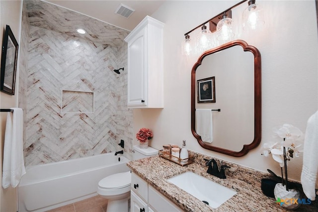 194 Panorama Ln, Victoria, TX 77905 - full bath featuring toilet, vanity, shower / washtub combination, and tile patterned flooring