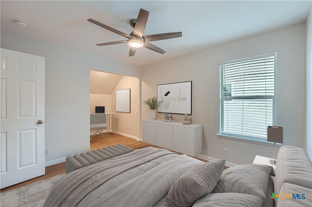 2033 Northview Dr, San Marcos, TX 78666 - bedroom featuring wood finished floors and a ceiling fan