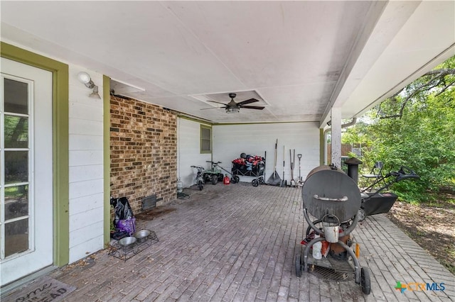 204 W Johnson St, Cuero, TX 77954 - view of patio / terrace with ceiling fan