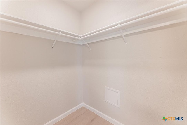 walk in closet featuring light wood-style flooring