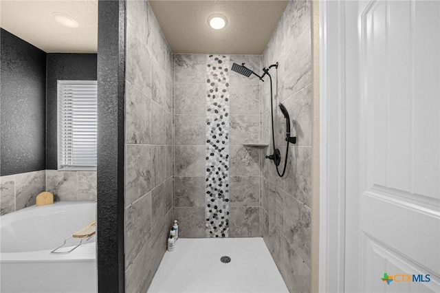 1442 Neff Dr, Copperas Cove, TX 76522 - bathroom featuring a garden tub, a tile shower, and recessed lighting