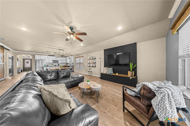 1442 Neff Dr, Copperas Cove, TX 76522 - living area featuring a ceiling fan, light wood-style floors, and recessed lighting