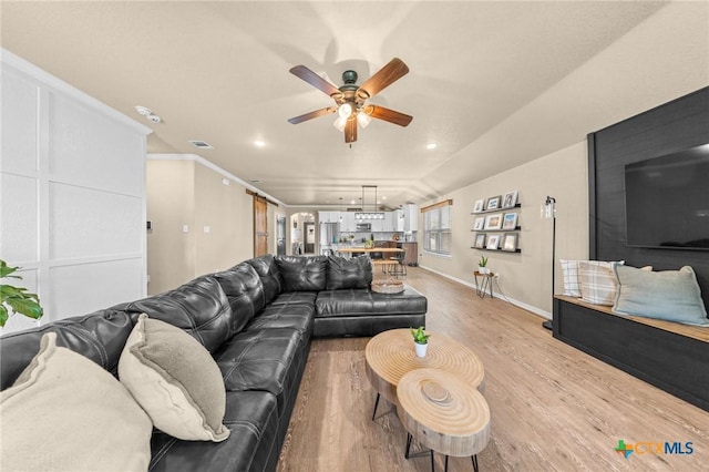 1442 Neff Dr, Copperas Cove, TX 76522 - living room featuring ceiling fan, light wood finished floors, and recessed lighting