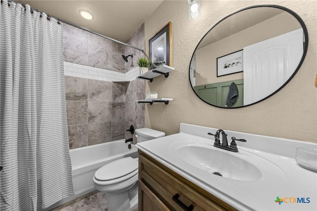 1442 Neff Dr, Copperas Cove, TX 76522 - full bath featuring vanity, shower / bathtub combination with curtain, and a textured wall