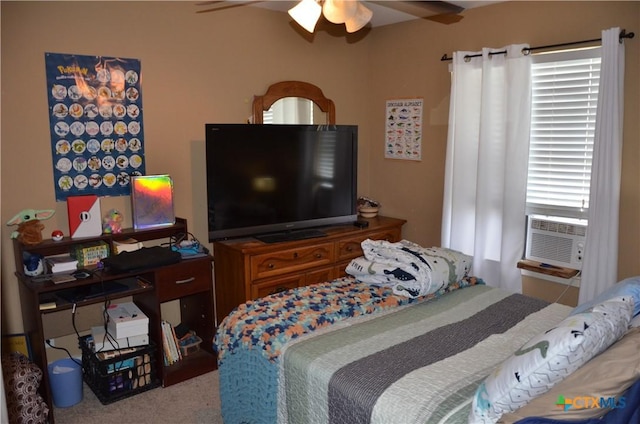 210 Meadow Ln, Martindale, TX 78655 - bedroom featuring cooling unit, carpet flooring, and a ceiling fan