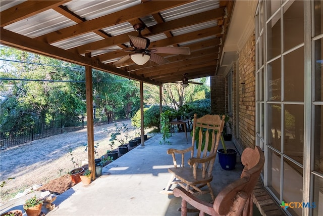 view of patio / terrace with ceiling fan