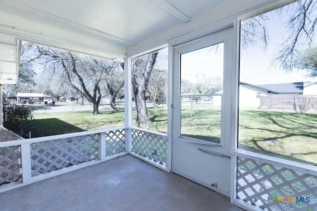 view of unfurnished sunroom