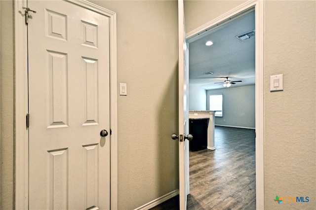 475 Autumn Leaf Dr, New Braunfels, TX 78130 - hallway featuring dark wood-type flooring and baseboards