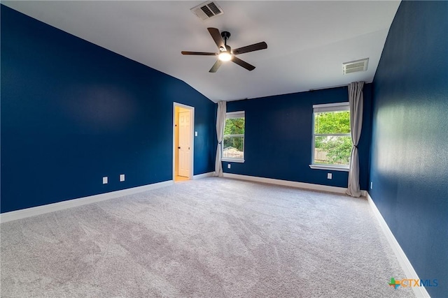 1123 Sundrop Pl, Round Rock, TX 78665 - empty room with lofted ceiling, ceiling fan, carpet, and baseboards