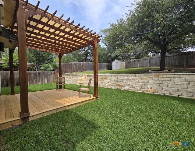 1123 Sundrop Pl, Round Rock, TX 78665 - view of yard featuring a wooden deck and a pergola