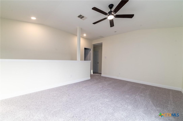 1123 Sundrop Pl, Round Rock, TX 78665 - carpeted empty room with lofted ceiling, a ceiling fan, baseboards, and recessed lighting