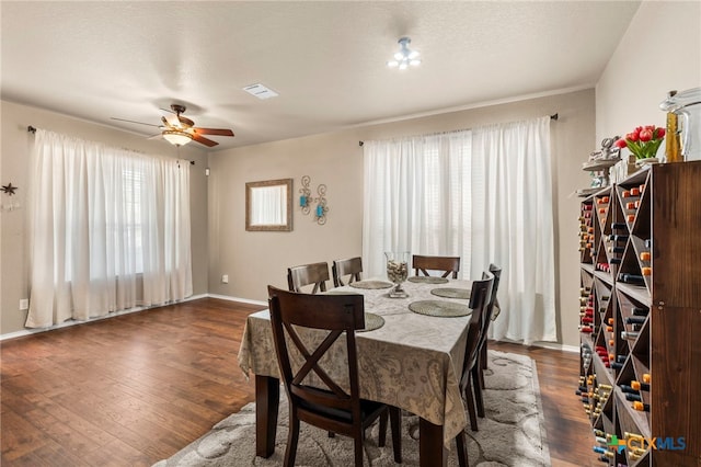 12530 Crockett Way, San Antonio, TX 78253 - dining room with plenty of natural light, dark wood finished floors, and ceiling fan