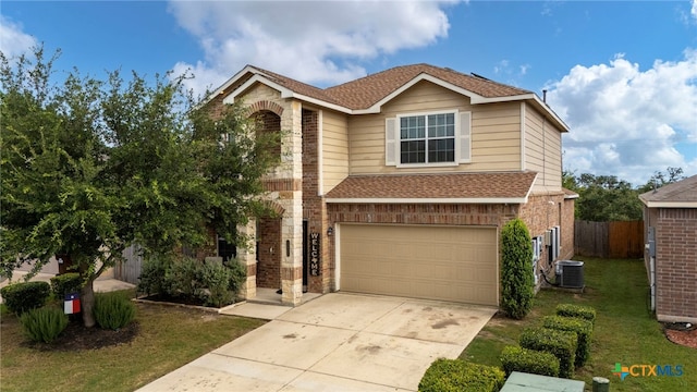 12530 Crockett Way, San Antonio, TX 78253 - traditional-style home featuring driveway, a garage, brick siding, and roof with shingles