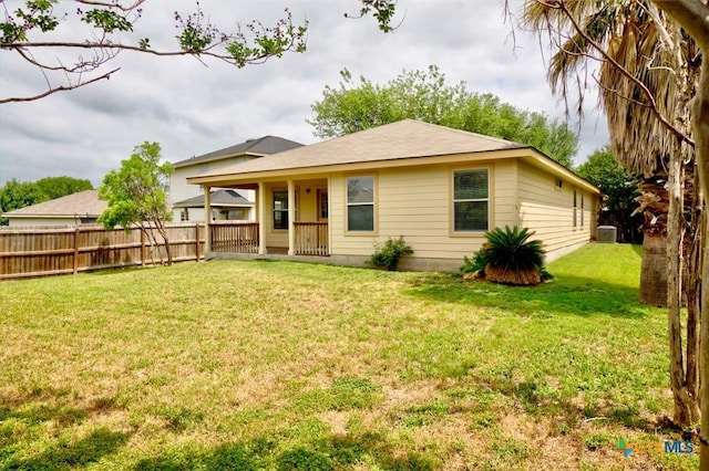 219 Starling Crk, New Braunfels, TX 78130 - back of house with covered porch and central AC