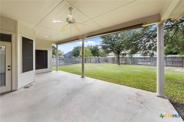 view of patio / terrace with ceiling fan