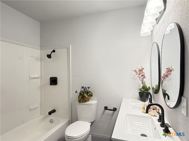 full bathroom featuring vanity, toilet, and shower / bath combination