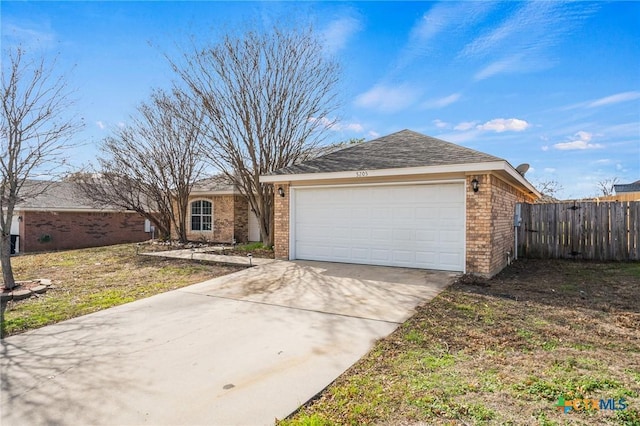 single story home with a garage