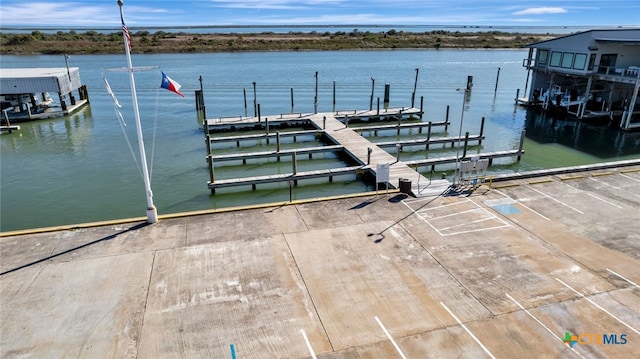 dock area featuring a water view