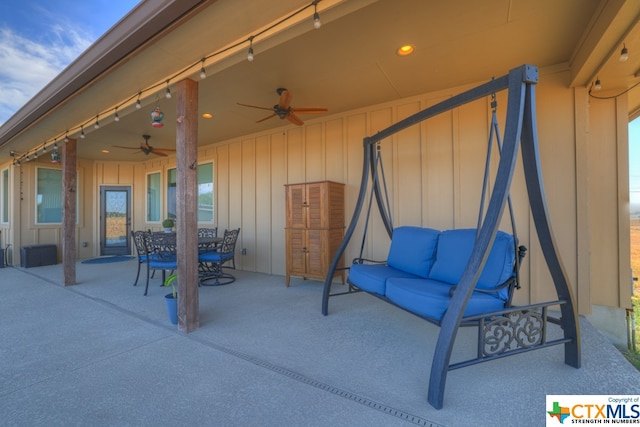 view of patio with ceiling fan