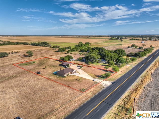 aerial view featuring a rural view