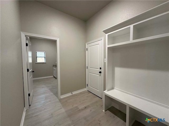 mudroom featuring light wood-type flooring