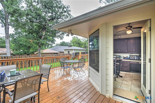 3618 Bobcat Trl, Temple, TX 76502 - wooden deck featuring outdoor dining area and a fenced backyard