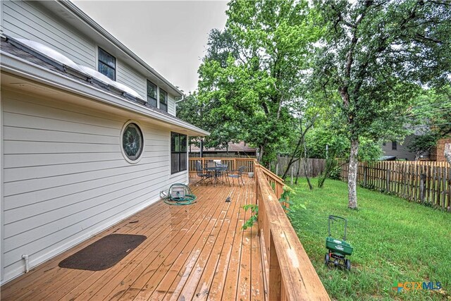 3618 Bobcat Trl, Temple, TX 76502 - wooden deck with outdoor dining area