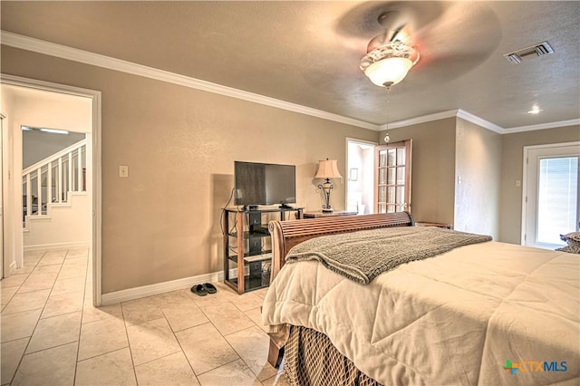 3618 Bobcat Trl, Temple, TX 76502 - bedroom with baseboards, crown molding, and ceiling fan