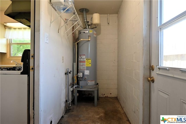 utility room with water heater