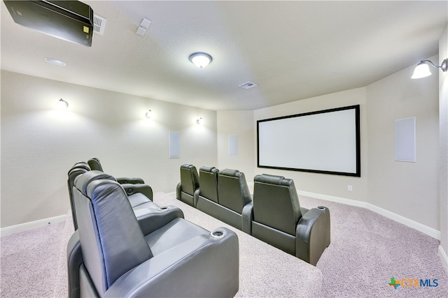 view of carpeted home theater