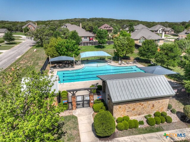 drone / aerial view featuring a residential view
