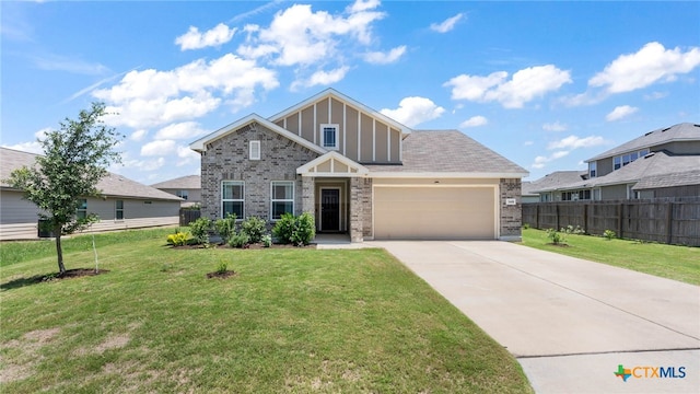 3608 Space Cloud Dr, New Braunfels, TX 78130 - view of front of property with brick siding, a garage, and driveway