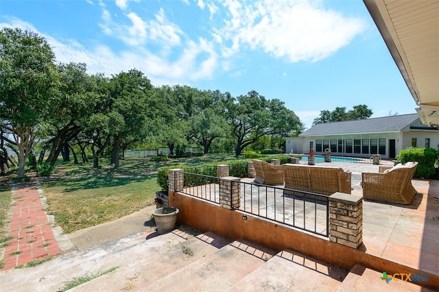 view of patio with outdoor lounge area