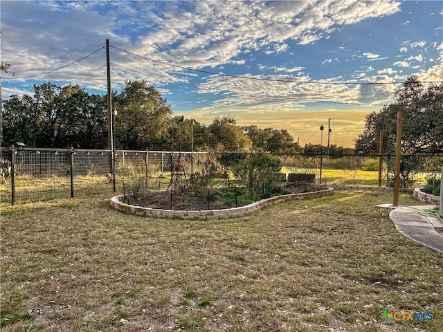 view of yard at dusk