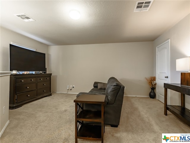 living room with light colored carpet