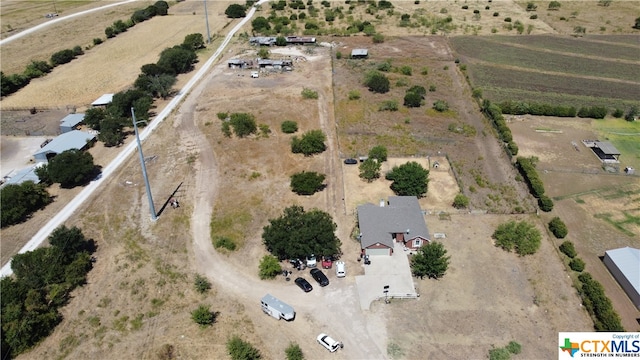 drone / aerial view with a rural view