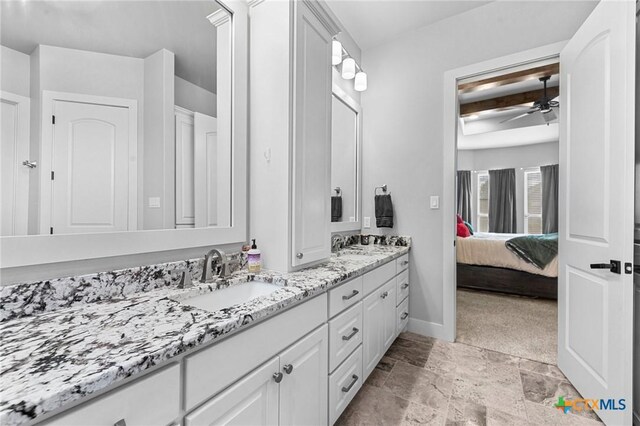 bathroom with vanity and ceiling fan