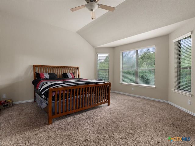 515 Secluded Grv, San Antonio, TX 78253 - carpeted bedroom with multiple windows, lofted ceiling, and baseboards
