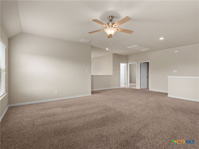 515 Secluded Grv, San Antonio, TX 78253 - spare room with carpet, a ceiling fan, attic access, baseboards, and recessed lighting