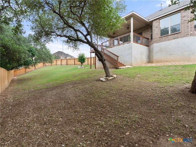 515 Secluded Grv, San Antonio, TX 78253 - view of yard with a ceiling fan and stairs