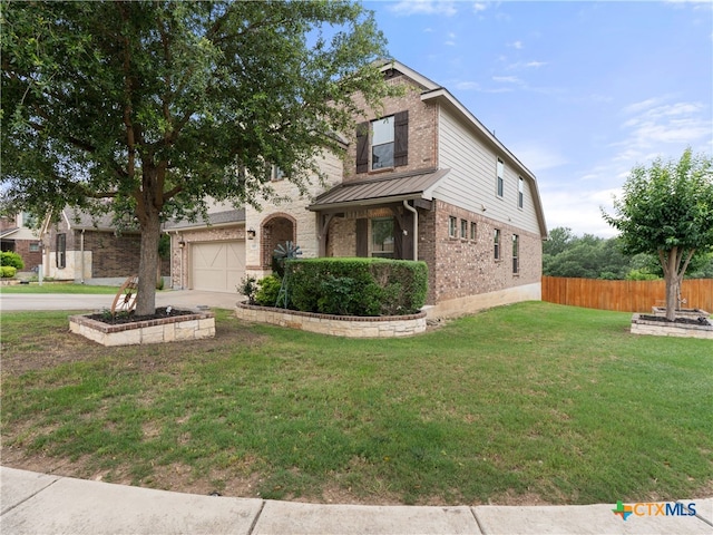 515 Secluded Grv, San Antonio, TX 78253 - view of front of home featuring brick siding, concrete driveway, an attached garage, a standing seam roof, and metal roof