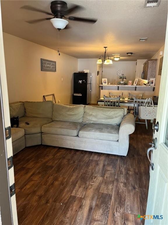801AND803 S Live Oak St, Lampasas, TX 76550 - living area with dark wood-style flooring and a ceiling fan