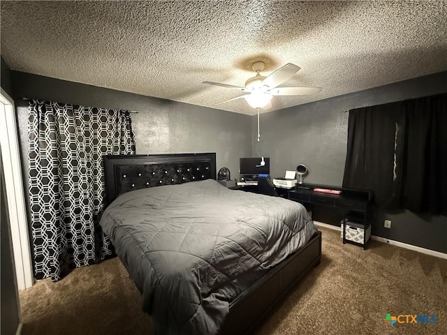 809 Michelle Dr, Copperas Cove, TX 76522 - bedroom featuring a ceiling fan, carpet flooring, and a textured ceiling