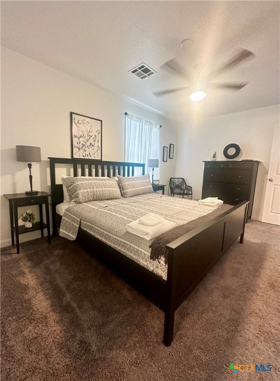 bedroom featuring carpet floors and ceiling fan