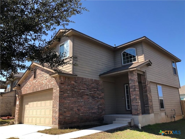 view of front of house with a garage