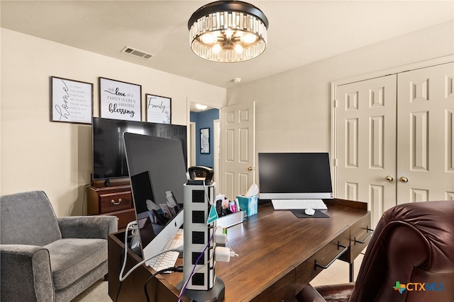 office area featuring visible vents