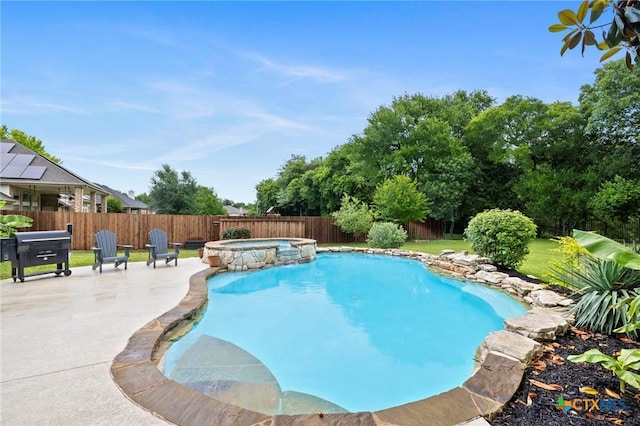 408 O W Lowrey, Salado, TX 76571 - view of swimming pool with a fenced backyard, a patio, and a pool with connected hot tub